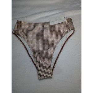 Faithfull The Brand Chania Bikini Bottom Milleha Print Brown White Size 4 NWT